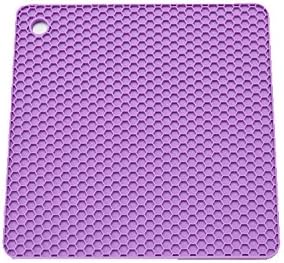 Silicone Pot Holders &amp; Silicone Trivets Premium Quality Heat Resistant - Multi-purpose Trivet Mat, Jar Opener, Dishwasher Safe Tableware Mat, Non Slip, 450 Heat Resistant (Purple)