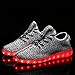 PENGCHENG Men's Women's 7 Colors LED Shoes Fashion Sneakers Sports Shoes Size 8 US White