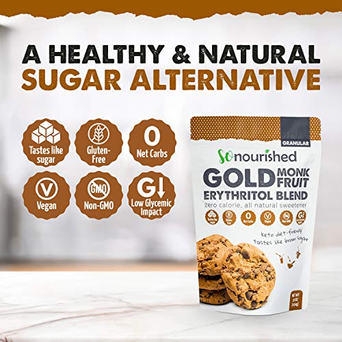 GOLD - Brown Sugar Alternative (2.5 lb / 40 oz) Substitute 1:1 Sugar Replacement - Monk Fruit Erythritol Sweetener for Low Carb Dieters and Diabetics - No Calorie Sweetener, Non-GMO - Thumbnail 2