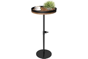 HENAYUK Small Side Table Drink Table Height Adjustable Round Martini Table with Weighted Metal Base, Pedestal Side Table for 