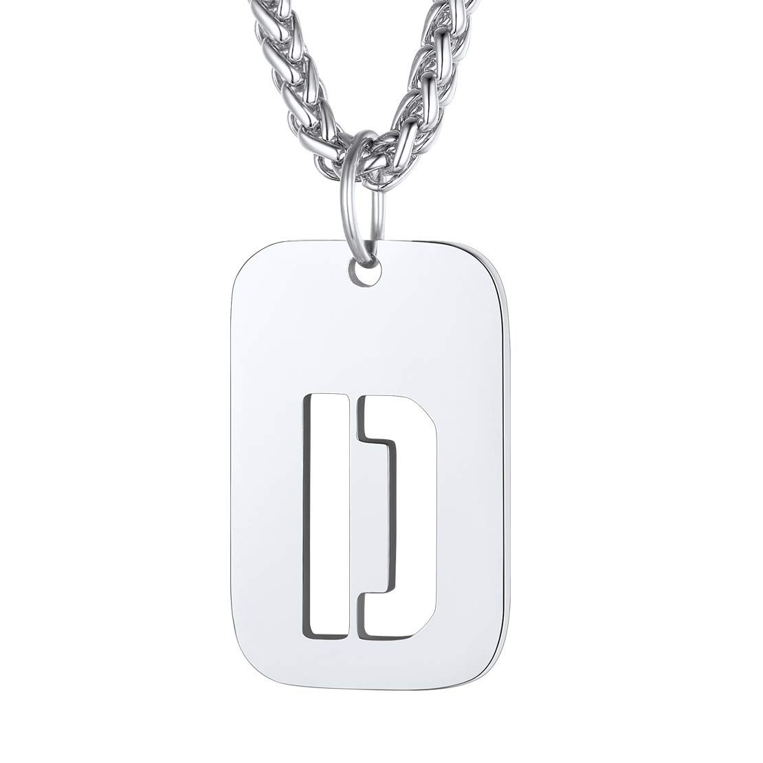 FindChic Dog Tag Chains for Men Chain with Letter Initial Necklaces Silver — image 1