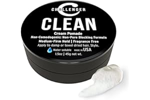 Challenger Fragrance Free Cream Pomade | Non-Comedogenic Styling Product | Unscented Hair Gel | Medium Firm Hold & Clean Ingredients | 1.5oz