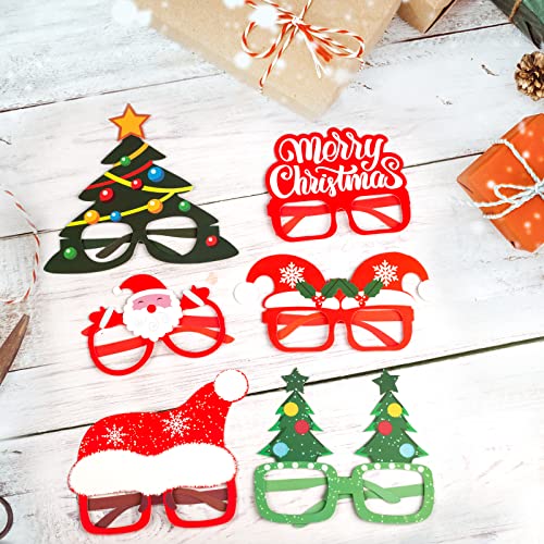 3 otters Christmas Paper Eyeglasses, 12PCS Xmas Paper Glasses Frames Funny Party Eyewear for Kids Adults Christmas Party Favors