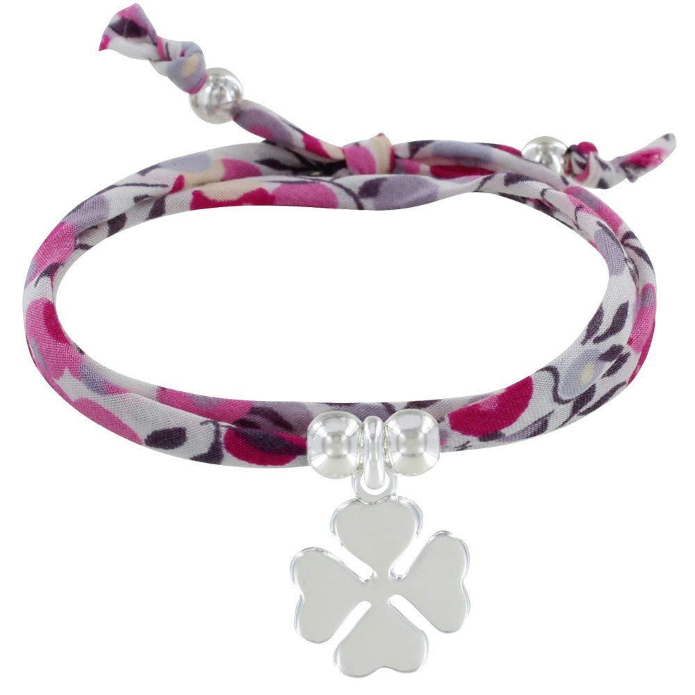 LES POULETTES BIJOUX - Double Round Link Bracelet liberty and Silver 925 Lucky Charm - Colors - Fuchsia — image 1