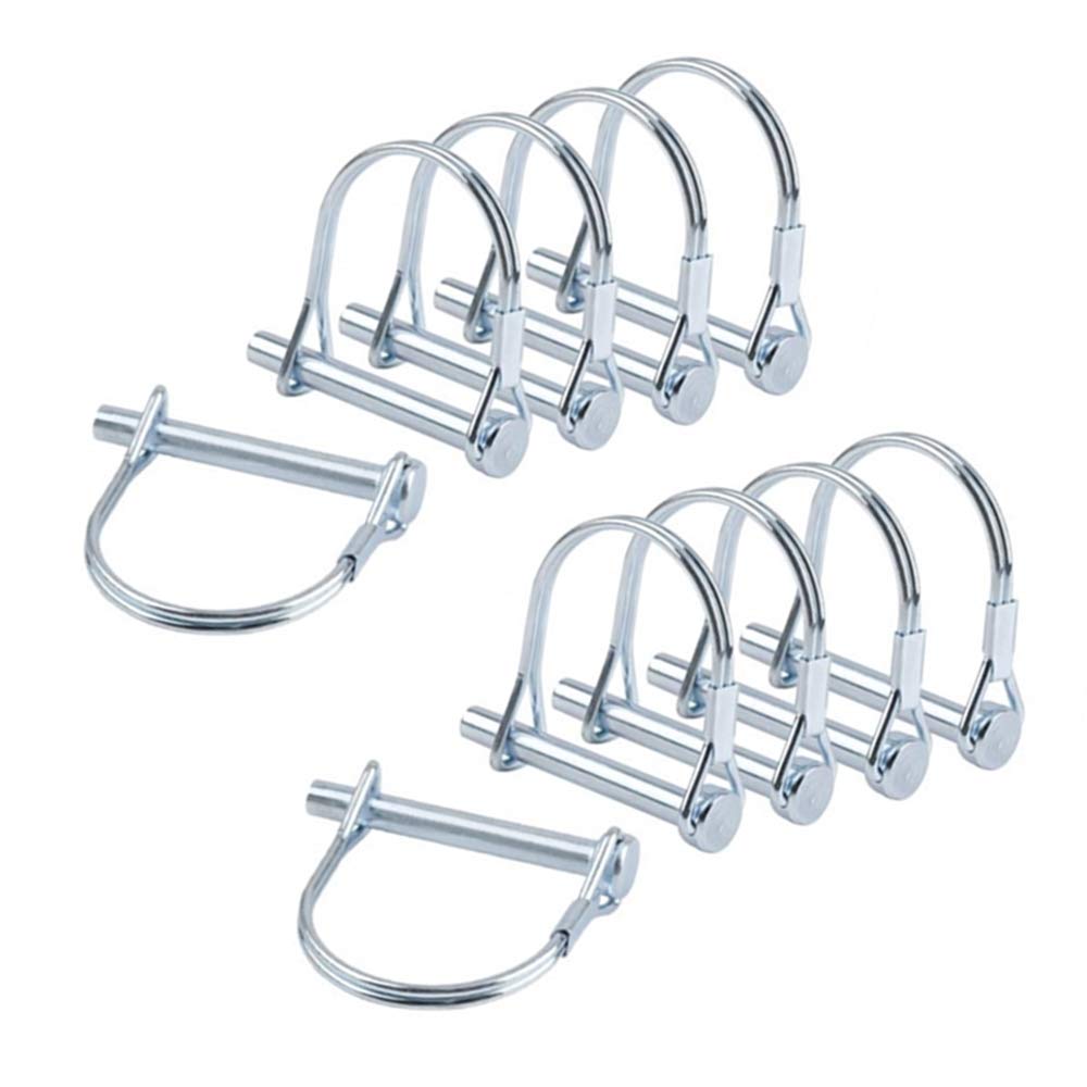 baixikly 10pcs Shaft Locking Pin1/4" Trailers Lock Hitch Lock Pin Pull The Pin Round Loop Wire Pin Hitch Pto Pin for Farm Lawn Garden