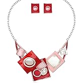 CSY Fashion Boho Oval Crystal Opals Statement Bib Necklace Earrings Bohemian Enamel Costume Jewelry Set Gifts for Women