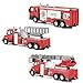 3 Pack Diecast Fire Truck Engine - 6 Inch Pullback Toy Die Cast Alloy Emergency Vehicles Model Play Set for Kids