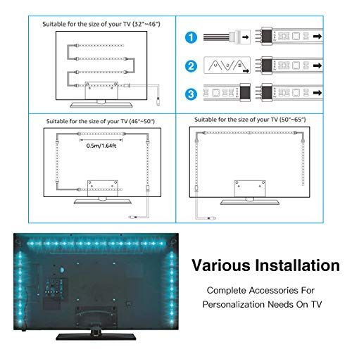 LED Strip Lights,L8star 2M/6.56ft 5050 RGB LED Light Strip Color Changing for 40 to 60in TV Lights Bias Lighting for TV Backlight with App Control, USB LED Light Strip for TV LED Backlight - Thumbnail 5