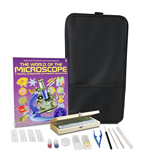 Parco Scientific Dual View Elementary Level Microscope, Mechanical Stage, Rechargeable, Microscope Book, Microscope Discovery Kit, 50 Prepared Slides Set, Carrying Case, Package ($20 Value)