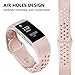 iGK Silicone Replacement Bands Compatible for Fitbit Charge 2, Adjustable Breathable Sport Strap Smartwatch Fitness Wristband with Air Holes with Clsap Pink Small