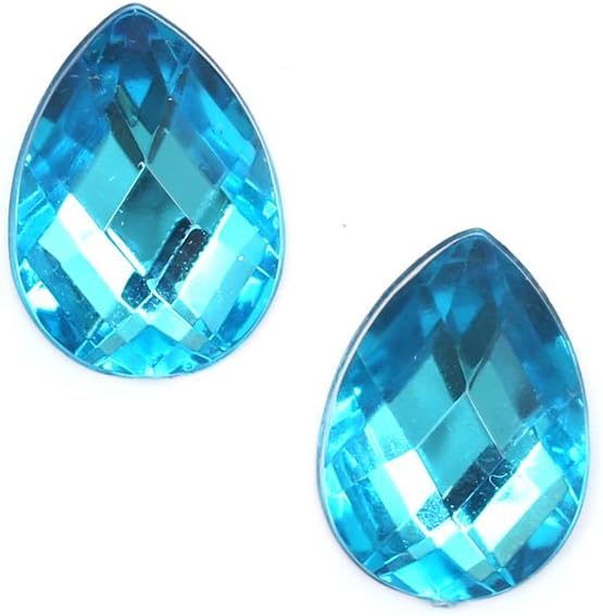 Idin Clip-on Earrings - Deep sky blue faceted teardrop clip-on earrings (approx. 14 x 10 mm)
