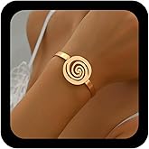 Allereyae Boho Spiral Bangle Bracelet Spiral Swirl Bracelet Gold Metal Cuff Bracelets Ethnic Swirl Hand Chain Adjustable Open Cuff Bangle Bracelets Exaggerated Statement Jewelry for Women