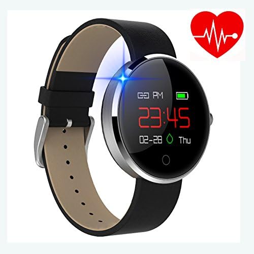 kingkok Colorful OLED Screen Dynamic Heart Rate and Blood Pressure Watch with Pedometer Calories Counter Sleep Monitor Band Waterproof Fitness Tracker Smart Bracelet [Silver]