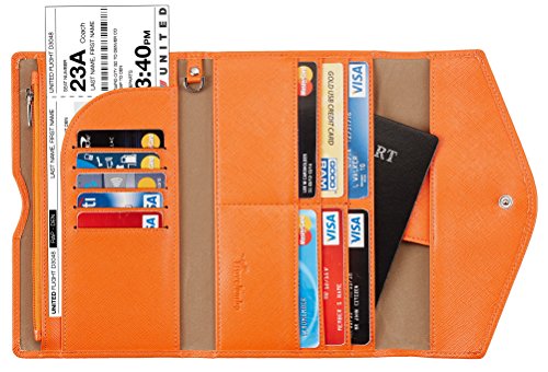 Travelambo Rfid Blocking Passport Holder Wallet & Travel Wallet Envelope 7 Colors (orange)
