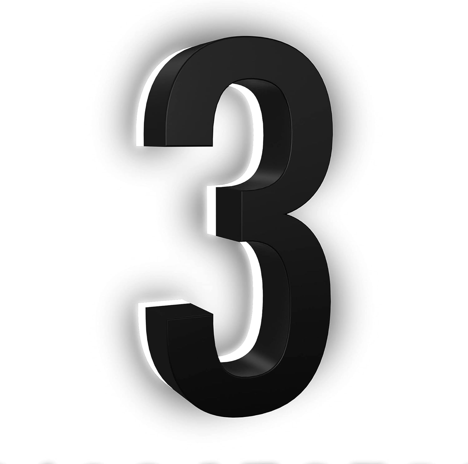 Address Signs - LN LUMANUMBERS - 7 Inch LED House Numbers, ABS-Polymer, Premium Quality, Backlit LED Illuminated Home Address Number, Lighted House Numbers, Modern Address Numbers (3, Black)