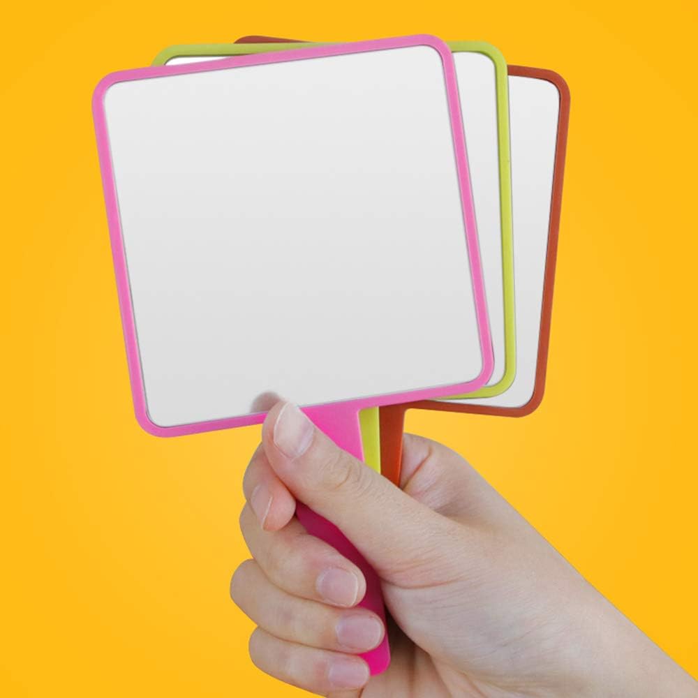 Aestivate Rectangle Hand Mirror, Travel Handheld Mirror, Small Cosmetic Mirror with Handle (Pink): Furniture & Decor