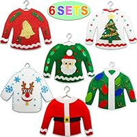 Kiddokids DIY Ugly Sweater Christmas Tree Ornaments, Holiday Craft Kit Toys for Kids, 6 Packs.