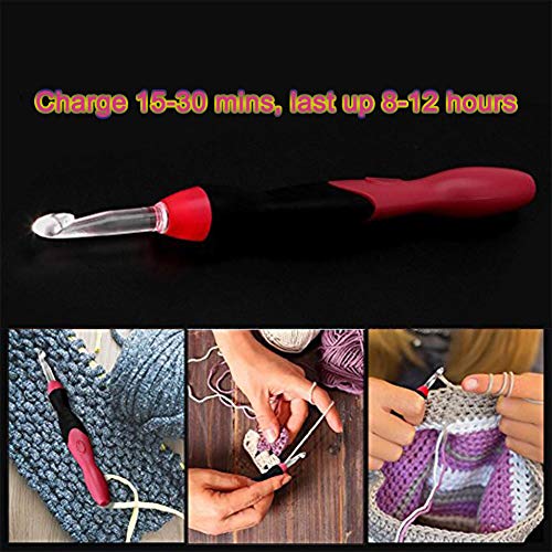 Lighted Crochet Hook Set,9 Size Interchangeable Heads 2.5mm to 6.5mm