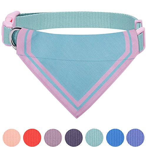 Blueberry Pet Stunning Pastels Modern Triangle Light Blue Cotton Blend Neckerchief Scarf Bandana Adjustable Dog Collar, Small, Neck 12"-16"