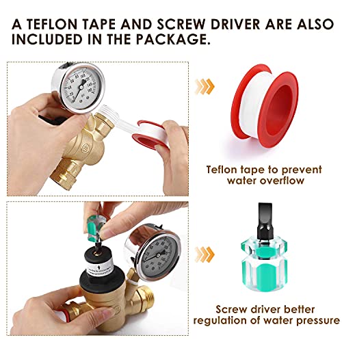 [Upgrade w/ Anti Vibration Oil Filled Gauge, Teflon Tape & Screw Driver