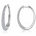 Caperci White Gold Plated Cubic Zirconia Pave Large Oval Hoop Earrings for Women