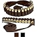 BRONZEDOG Handmade Leather Shotgun Shell Cartridge Belt Holder Bandolier, Buttstock Shell Holder 12 Gauge for Rifles, Hunting Ammo Pouch Bag, 12 ga Shotgun Shell Pouch Black Brown Khaki Grey (Brown)