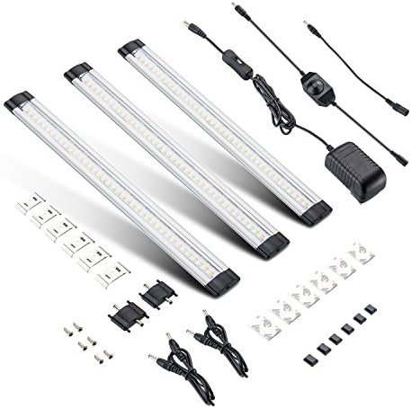 Rayhoo 12V LED Under Cabinet Lighting Kit, 3 Panel Kit, 12W Total, 24W Fluorescent Tube Equivalent, 900lm, Dimmable, 3000K Warm White