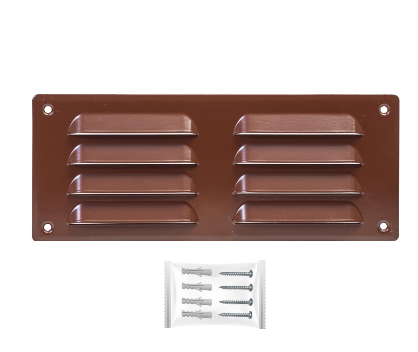H&C VENT Brown 260 x 105 mm Ventilation Grille │ Metal Vent Cover with Insect Protection │ Extractor Air Vents Covers for Inside Outside use │ Duct Pipe Grilles For External Internal Wall Door Window