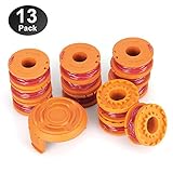 YWTESCH Replacement Trimmer Spool Line for Worx, 13 Pack (12 Pack Grass Trimmer Line, 1 Trimmer Cap)