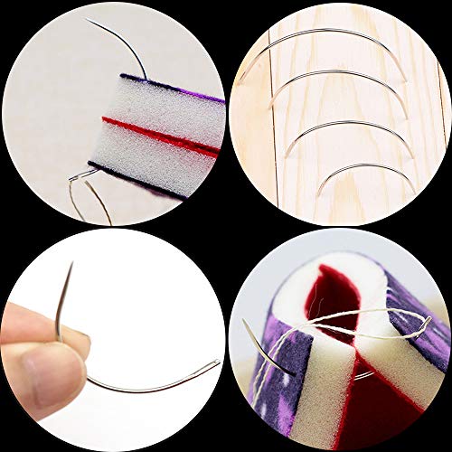 image for 80Pcs Curved Needles MIUSIE Plastic Needle Case with 4 Sizes Hooked Ne