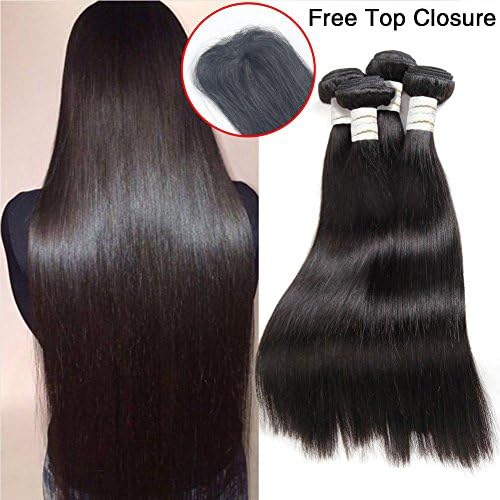 Remy Straight Human Hair(16"+18"+20"+16"Closure,Natural Color),Wendy Queen Peruvian Virgin Hair Straight 100% Remy Human Hair 6 Bundles with Top Closure Weaves 8A Unprocessed Human Hair Extensions
