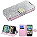 Asmyna HTC Desire 510 Glittering MyJacket Wallet Carrying Case with Diamante Belt - Retail Packaging - Silver