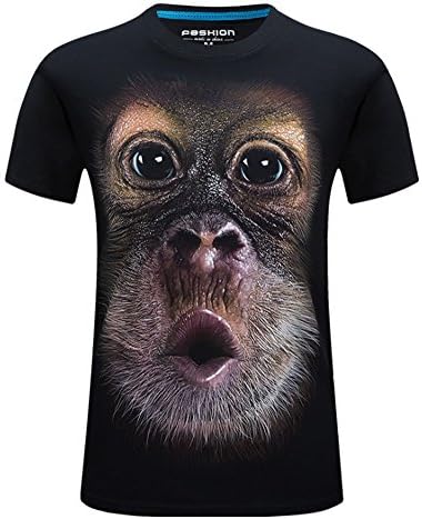 Angcoco Men's Short Sleeve Professional 3D Digital Print Slim Fit T Shirts