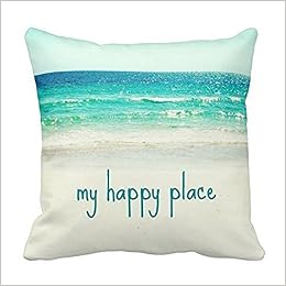 Beach Is My Happy Place Pillow Decorative Inspirational