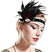 BABEYOND 1920s Flapper Headband Roaring 20s Feather Headpiece Crystal Great Gatsby Headband with Net 1920s Flapper Accessories