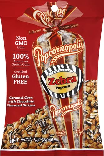 POPCORNOPOLIS ZEBRA POPCORN, 3 OZ