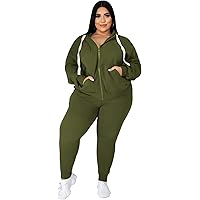 Hvyesh Plus Size Lounge Sets For Women Color Block Two Piece Outfits Sweatsuits Sets Long Pant Loungewear Workout Athletic Tracksuits - View #11