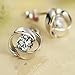 Voberry® Newest Fashion 925 Sterling Silver Plated Rose Flower Shaped Austrian Crystal Stud Earrings for Women Ladies Gift (Silver 2)