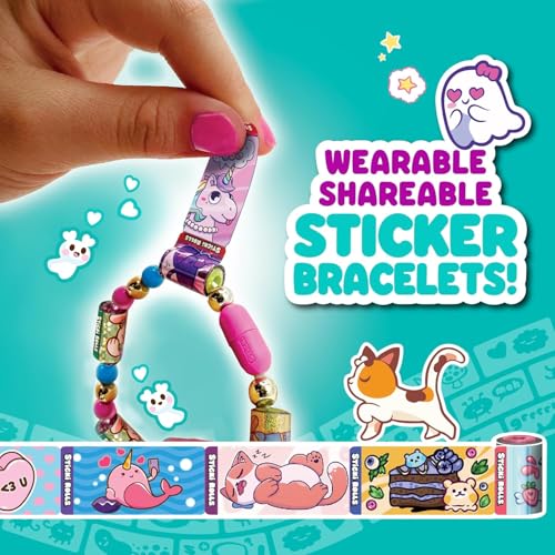 Sticky Rolls Bracelet, Sticker Roll for Girls Ages 5+, Wearable Stickers with Pendant and Bracelet, Creative, Shareable Stickers for Collecting and Sharing Fun (140 PCS)