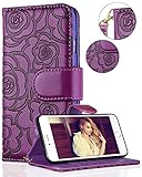 FLYEE Samsung Note 9 Case,Galaxy Note 9 Wallet Case, PU Flip Wallet Leather [Kickstand] [Emboss Flower] Magnetic Protective Cover with Card Slots and Detachable Wrist Strap forGalaxy Note 9 Purple