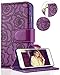 Samsung Note 9 Case,Galaxy Note 9 Wallet Case,FLYEE PU Flip Wallet Leather [Kickstand] [Emboss Flower] Magnetic Protective Cover with Card Slots and Detachable Wrist Strap forGalaxy Note 9 Purple