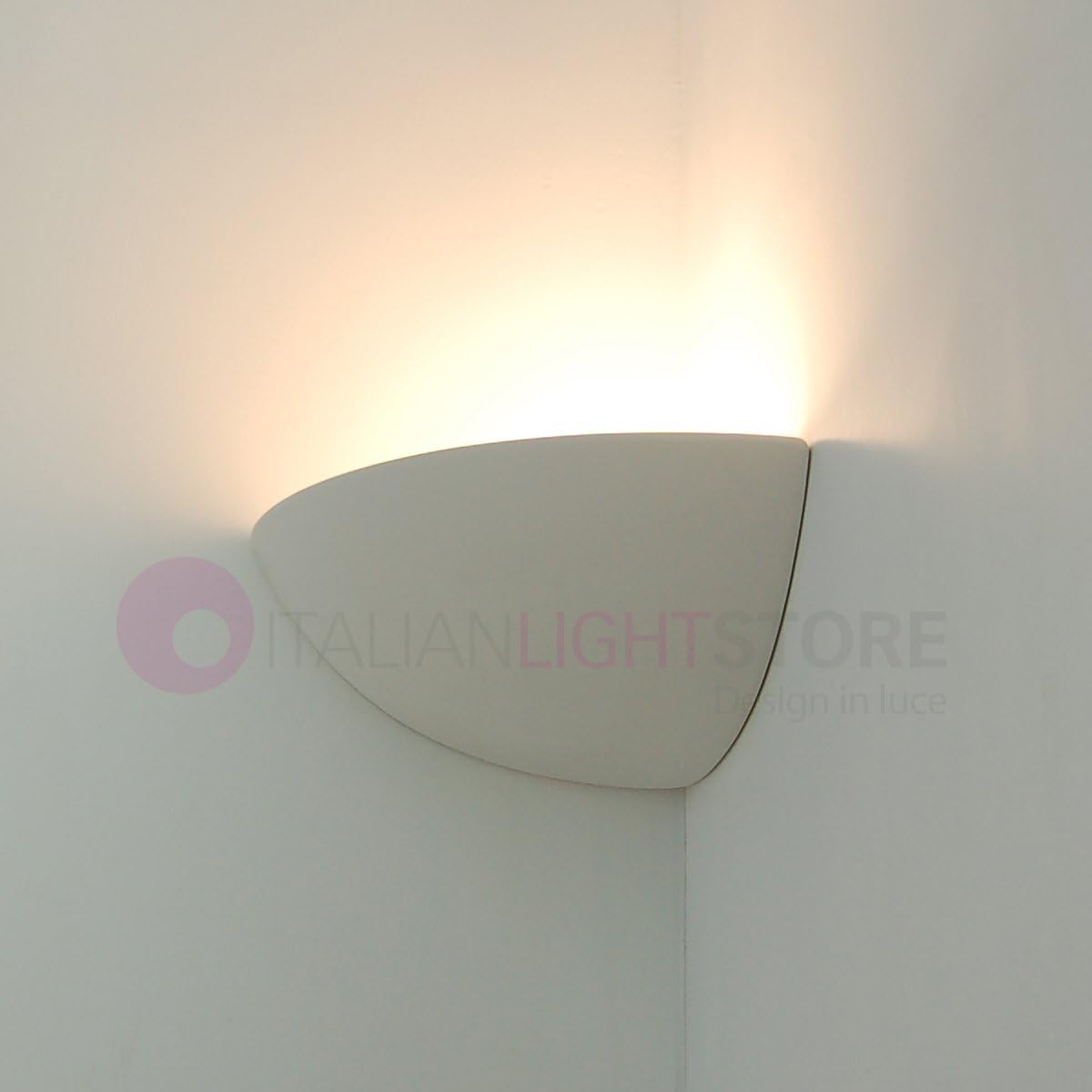 Applique Lampada Ad Angolo Angolare Decorabile In Ceramica Gesso