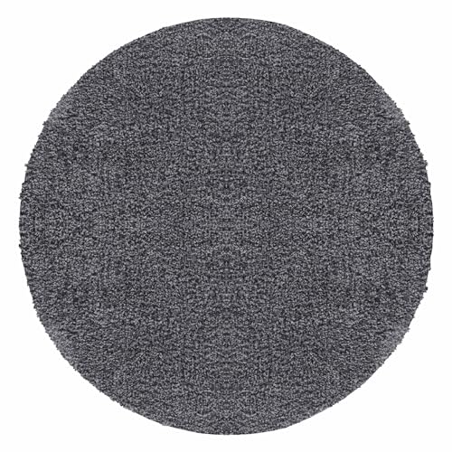 Carpetsale24 Shaggy Hochflor Teppich 160 cm Rund Grau weich flauschig modern einfarbig Für Wohnzimmer oder Schlafzimmer für Wohnzimmer Schlafzimmer Fl