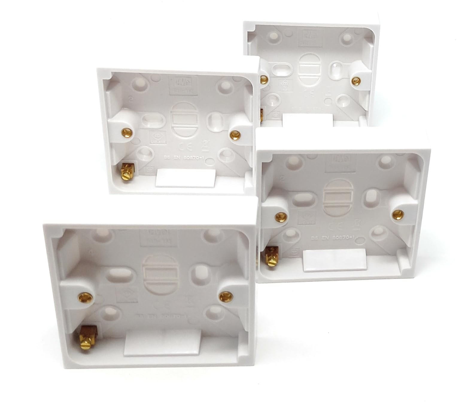 1 Gang Surface Mount Back Box Pattress Box 16mm x 85mm x 85mm White (4)