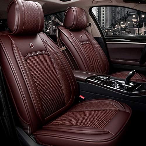 シートクッション 車用 カーシートカバー 5シートフルセットユニバーサル互換性のあるエアバッグ前面背面通気性コンフォートレザープロテクター防水クッション シートカバー Color Coffee Color