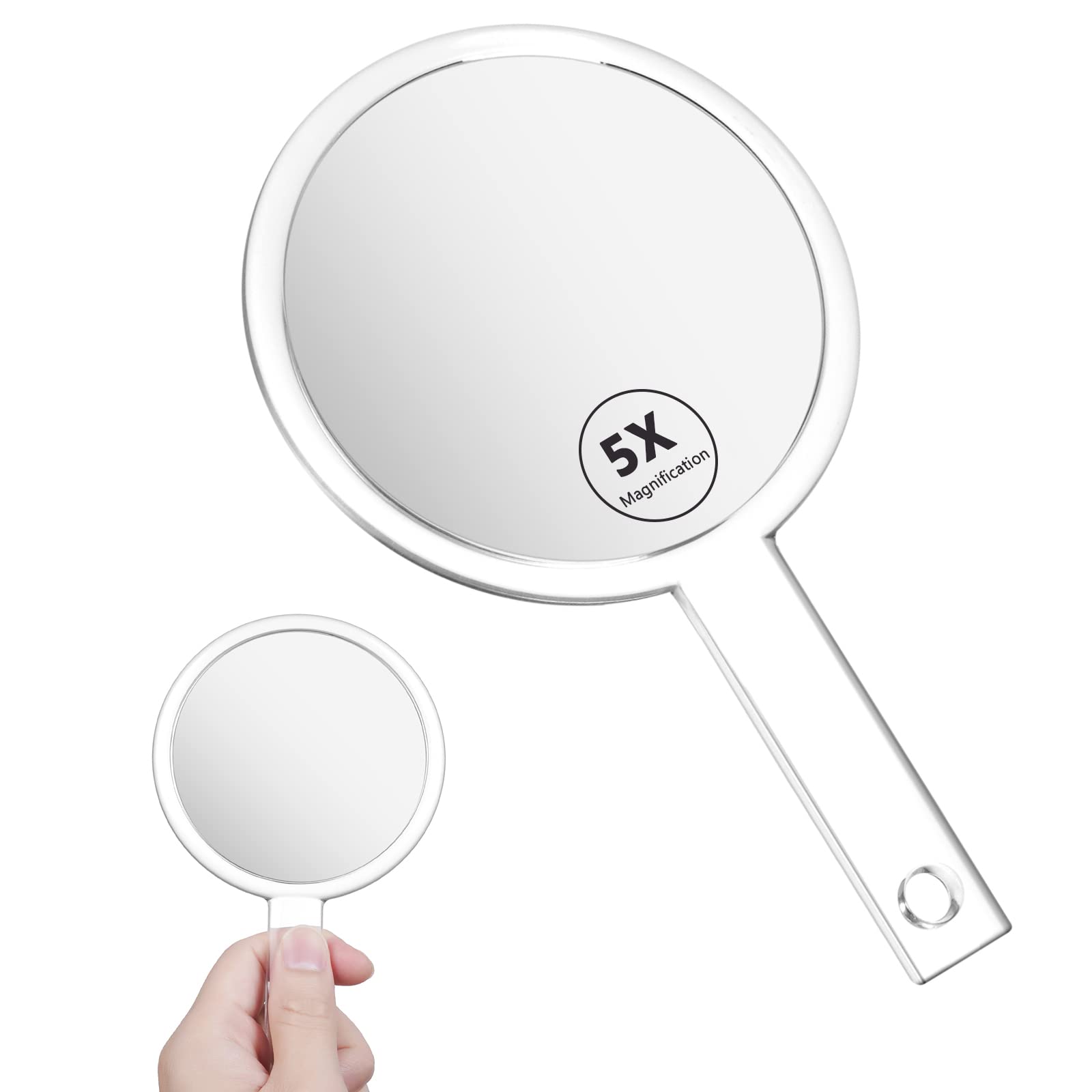OSDUE Handheld Double-Sided 1X/5X Magnifying Mirror, Hanging Beauty Vanity, Portable Small Travel for Girl Women, Makeup for Handheld, Table and Travel Usage