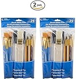 Loew-Cornell 245B Brush Set, Pack of 25, Multi Color (2 Packs)