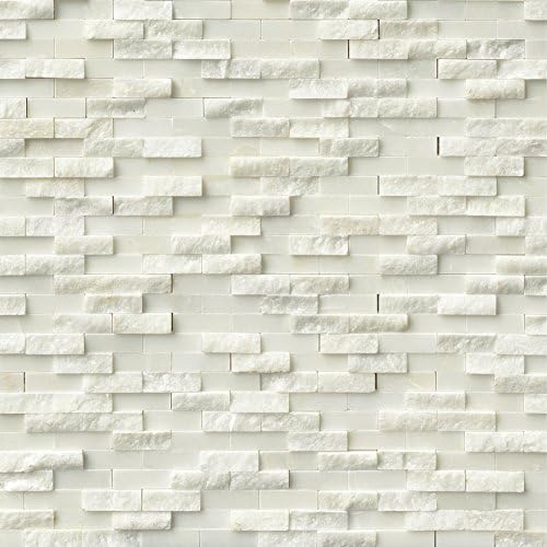 M S International Arabescato Carrara Split Face Interlocking 12 In. X 12 In. X 10mm Marble Mesh-Mounted Mosaic Tile, (10 sq. ft., 10 pieces per case)