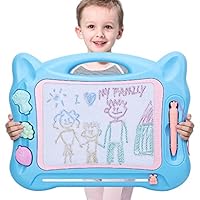 KINGSDRAGON Magnetic Drawing Board Large Erasable Drawing Doodle Board Toy with Foldable Stand Cute Stamps,Writing Sketching Drawing Doodle Pad for Kids Toddler Boys Girls Birthday Gift