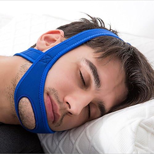 Snore Reducing Chin Strip, Anti Snoring Jaw Strap, Anti Snore Jaw Belt, Anti Snore Strap with Magic Tape for Man and Women,Blue Color(Upgrade Style)